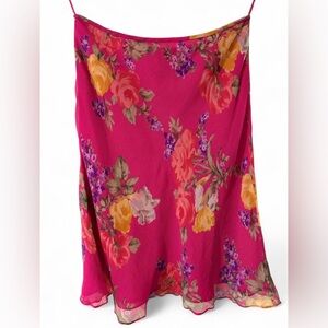 Vintage 90s Ralph Lauren Silk Floral Slip Skirt Y2K Cottagecore Fairycore 28